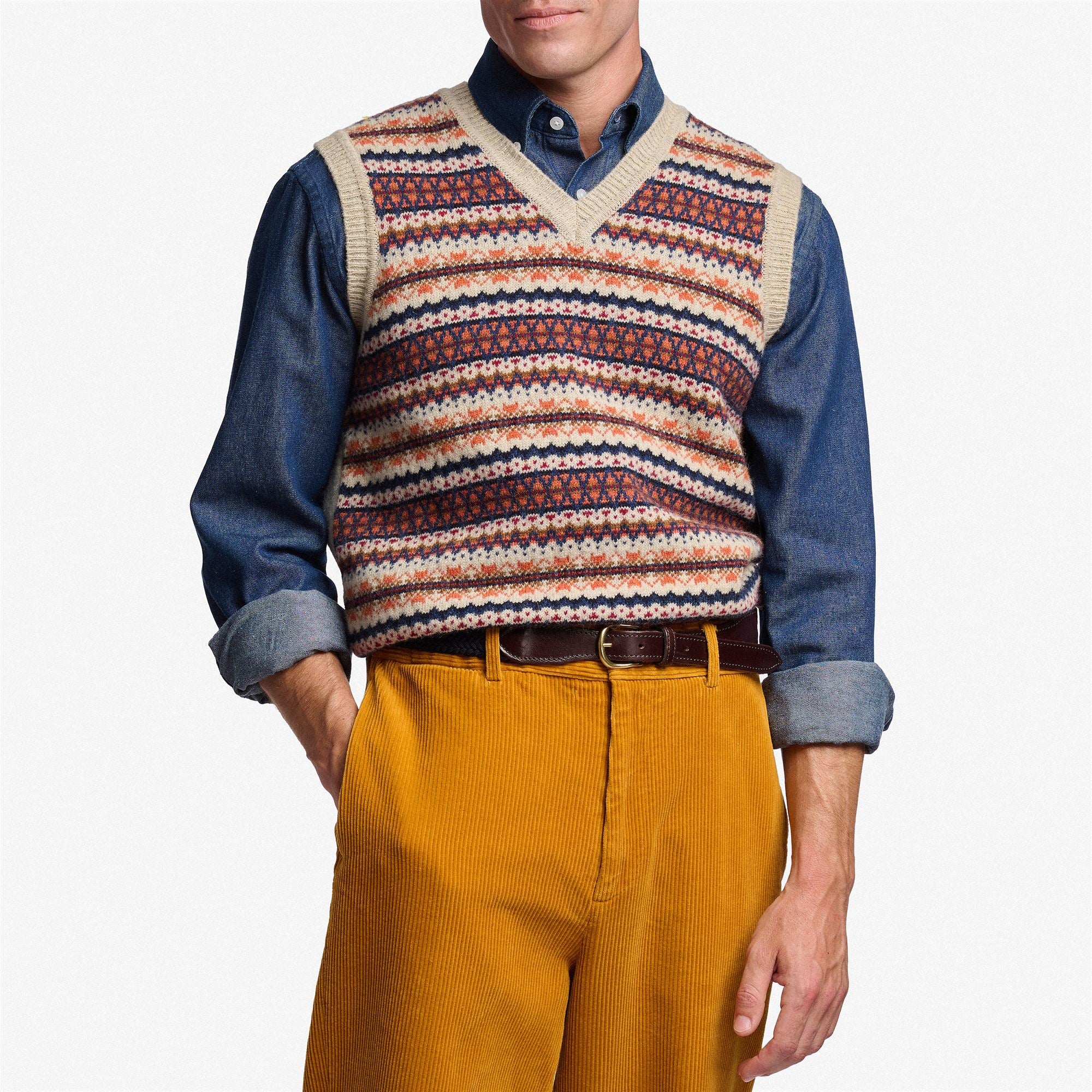 STOW - KNITWEAR - Vest - Unisex - BEIGE FANCY JACQUARD - Image 3